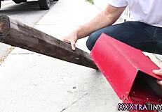 Latina Teen Face Covered in Cum After Monster Cock Blowjob!