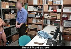 Suspected thief bent over back office for rough disciplinary fuck