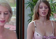little yoga les teen scissors petite tattooed babe in lingerie??