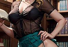 blonde bookworm librarian flashes her skirt pussy in public outdoor upskirt scene