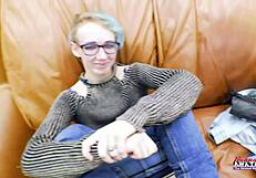 Shy Petite Nerd Raven's Innocent Eyes Water During Sloppy Deepthroat and Facial Cumshot