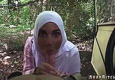 Sexy brunette army teen strips uniform for hardcore outdoor threesome group fuck!