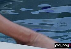 hey check out this skinny blonde elsie stripping naked by the pool... damn!