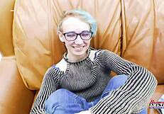 Shy Petite Nerd Raven's Innocent Eyes Water During Sloppy Deepthroat and Facial Cumshot