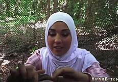 Sexy brunette army teen strips uniform for hardcore outdoor threesome group fuck!