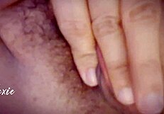 pinay chubby with huge tits and hairy pussy rubs herself wildly close-up