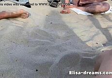 hey beach slut, stroking that milf pussy for voyeurs... dare you cum public?