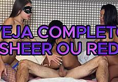 lucky guy scores threesome with skinny brunettes ending in tight ass pounding