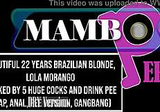 Watch 22yo Brazilian blonde Lola Morango gaped by 5 huge BBCs in DAP anal, ATM and pee drink
