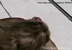 Clothed pantyhose lesbians dominate in wild femdom threesome fetish!