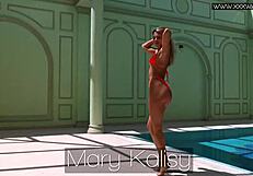 very hot russian teen mary kalisy strips nude by pool in bikini