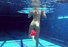 very hot russian teen mary kalisy strips nude by pool in bikini