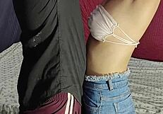 Stepsis blindfolded in panties, I sniffed and worshipped her huge ass backstage