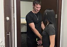 Pathetic cuck watches wife deepthroat muscular studs huge cock slurping cum off her humiliated face