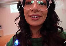 big titty latina coworker bends over desk deepthroats then rides at christmas office party