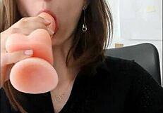 What If Horny Secretary Wife Orgasms with Magic Wand at Desk?