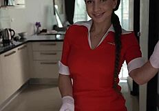 Russian Stewardess Heels Up for Pilot's Monster Cock Creampie in Huge Pussy