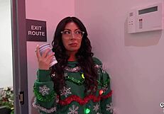 big titty latina coworker bends over desk deepthroats then rides at christmas office party
