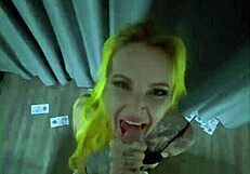 Slutty tattooed stripper drools deepthroat pov then bent over doggy facial cumshot