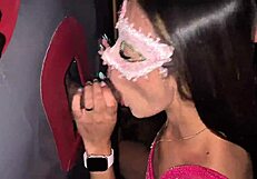 Wife lines up gloryhole cocks for creampie gangbang