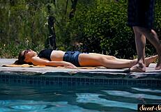 classy teen bends over for intense doggystyle pounding then gets jizz on ass