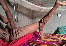 desi wife in pink sexy saree takes hard anal creampie from big black cock