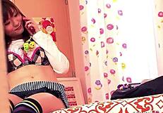 petite japanese stepsis caught masturbating gives first blowjob