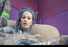 heavy ink goth anuskatzz pushes anal limits with dap gape and swallow