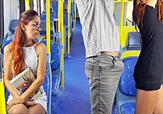estudante flashes skinny redhead ass on public bus skirt fetish