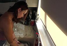 stunning blonde babe 😍 oils up her big natural tits downblouse style looking so damn sexy