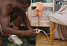 brunette squirts wildly anally pounded by bbc roommate in horny hostel