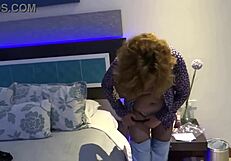 my curvy latina wife fingers her hairy pussy for best friend at motel, watch!