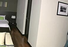 pretty ladyboy smiles while teasing round boobs and panties