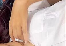 Brunette babe gets fucked hard right after her steamy massage casero style