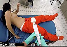 doctor tampa forces hitachi wand orgasms on raya nguyen's pussy in therapy