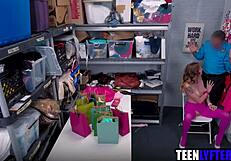 Slutty redhead teen fucks mall cop uniform hardcore avoids prison jail