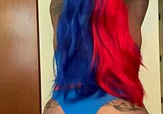 spider girl shabrim's cosplay con striptease rips clothes bare