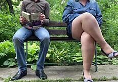 Lustful BBW Milf Flashes Wet Pussy Pantyhose Bent Over Street Doggystyle Outdoor
