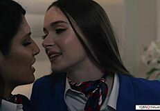 Zariah Aura Pounds Hazel Moore's Hairy Pussy Deep