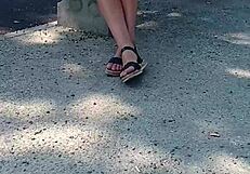 bold milf flashes huge ass and tits naked on public street