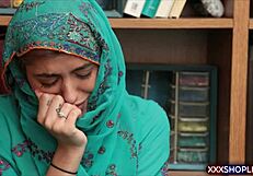 caught this cute hijab shoplifter petite arab teen fucked rough doggystyle backroom