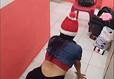 Hospital corridor ass tease on christmas eve waiting for boyfriend fuck