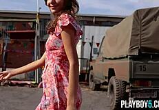 PETITE RUSSIAN MILF NAKED OUTDOOR STRIPTEASE PERFECT NATURAL TITS BODY