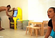 Mandi May chokes on Macana Man's monster Dominican cock swallows cum? 