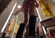 Hot Blonde's Bare Pussy Flashes in See-Through Try-On Spy Cam