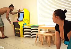 Mandi May chokes on Macana Man's monster Dominican cock swallows cum? 