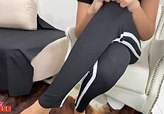 young wife rides lover's cock while dildo stuffs her pussy