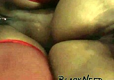 Big booty ebony bitches take bbc deepthroat in rough threesome