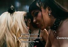 Serene siren licks shaved pussies in hardcore gangbang