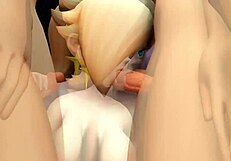 blonde princess rosalina rides big cock in threesome titty fuck cumshot cowgirl